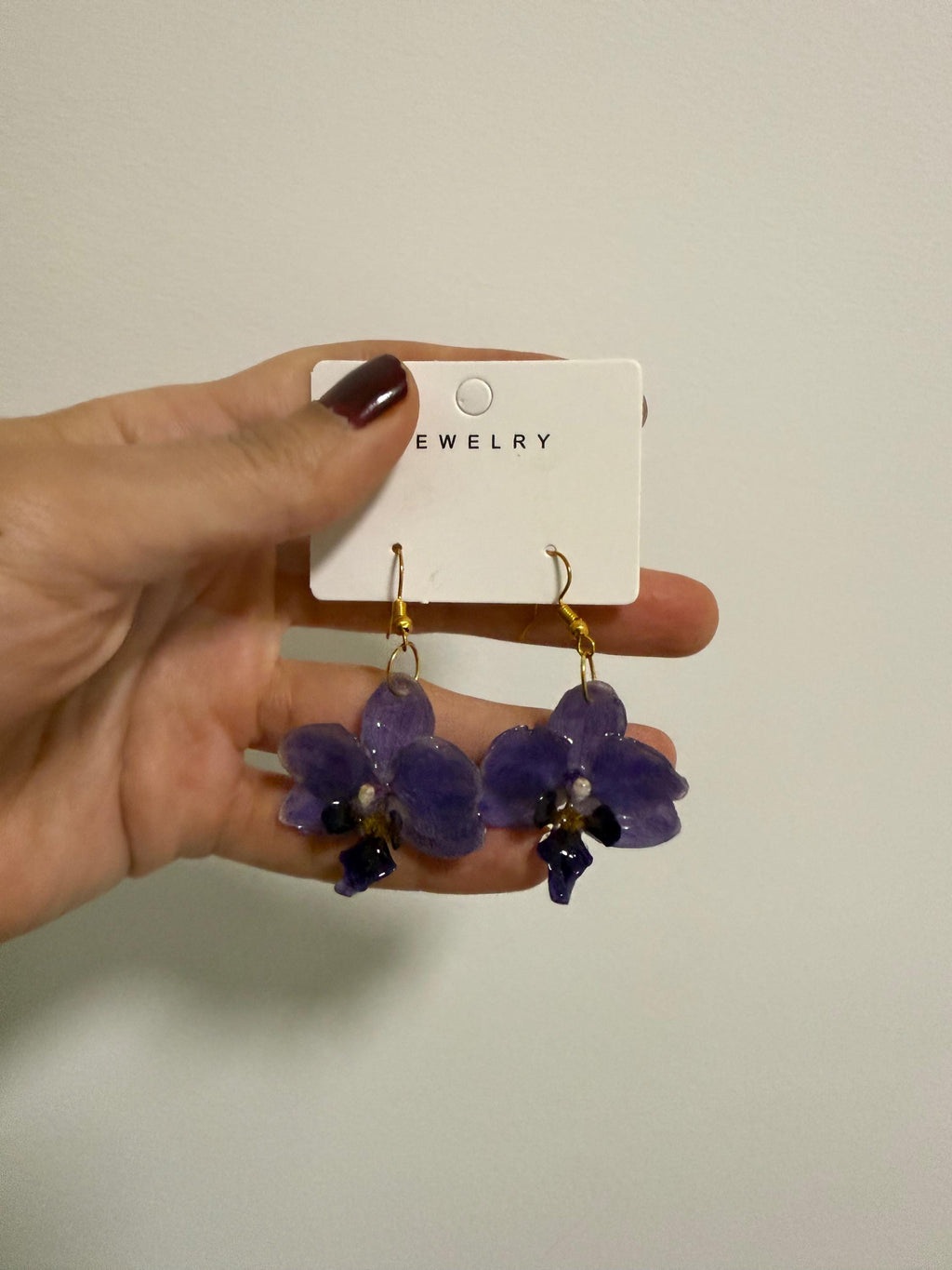 Real Orchid Earrings, Handmade Jewellery, Gift for Her, Resin Jewellery