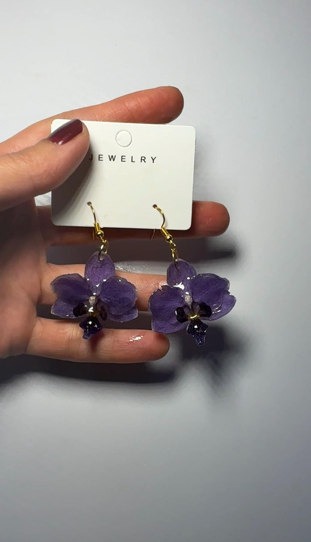 Real Orchid Earrings, Handmade Jewellery, Gift for Her, Resin Jewellery