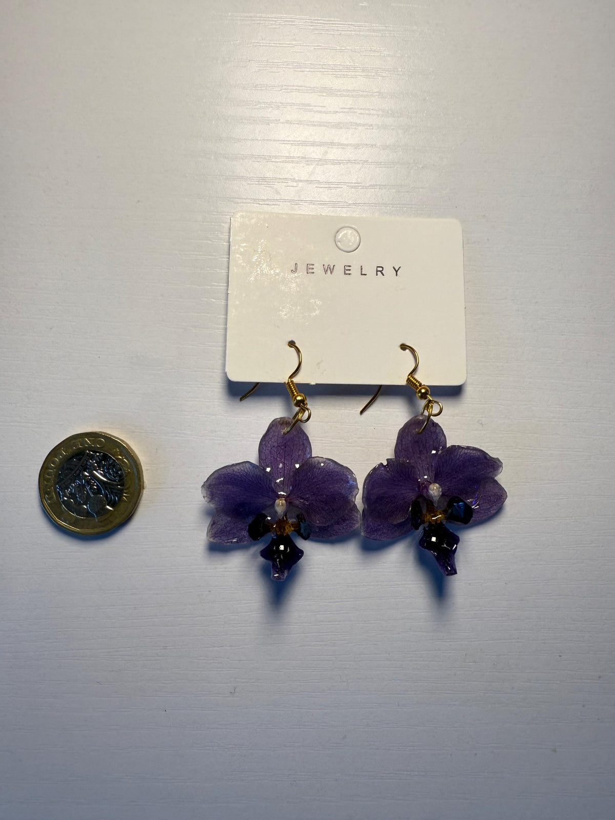 Real Orchid Earrings, Handmade Jewellery, Gift for Her, Resin Jewellery