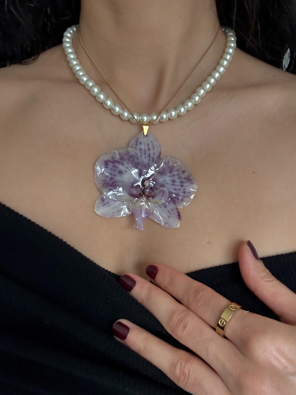 Real Orchid Resin Pendant, Real Flower Necklace