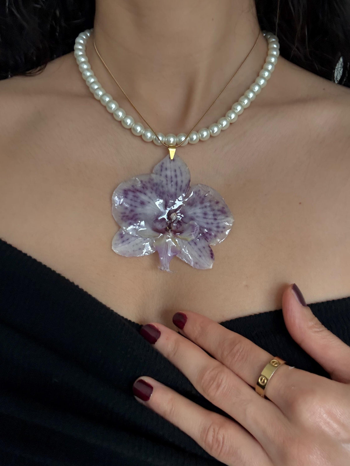 Real Orchid Resin Pendant, Real Flower Necklace
