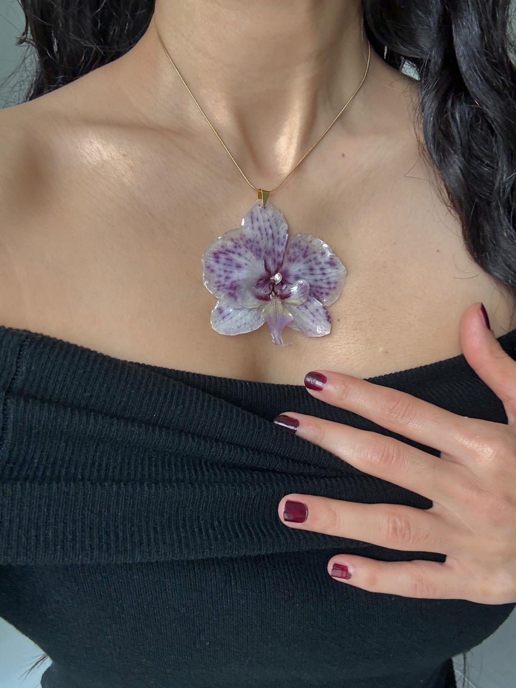 Real Orchid Resin Pendant, Real Flower Necklace