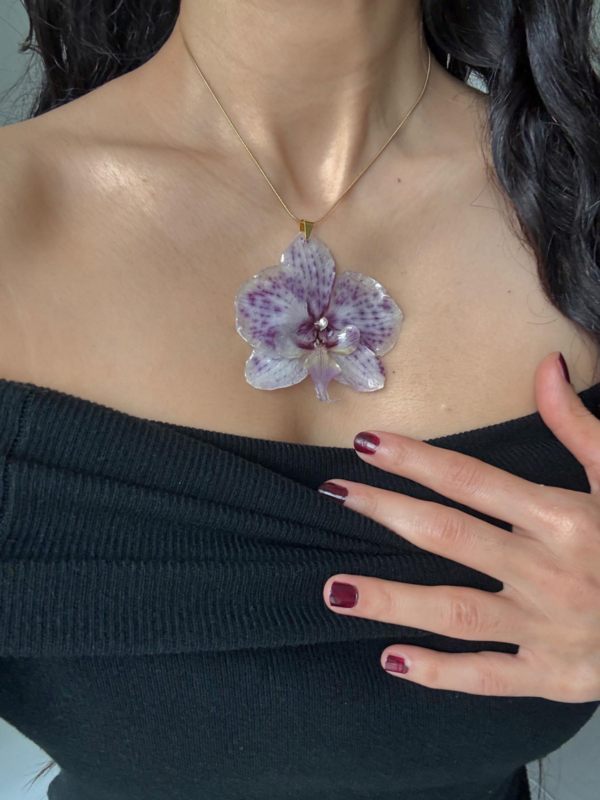 Real Orchid Resin Pendant, Real Flower Necklace