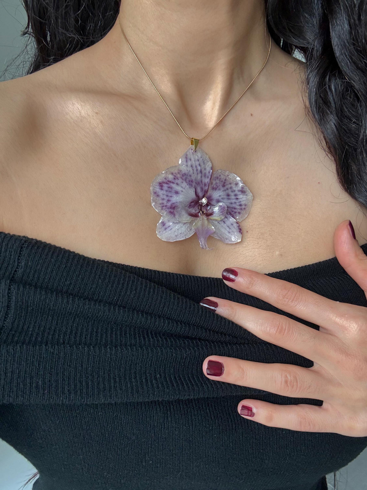 Real Orchid Resin Pendant, Real Flower Necklace
