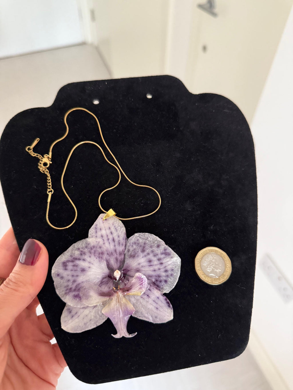 Real Orchid Resin Pendant, Real Flower Necklace