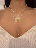 Orchid Pearl Necklace, Real Orchid Pendant, Handmade Botanical Jewellery