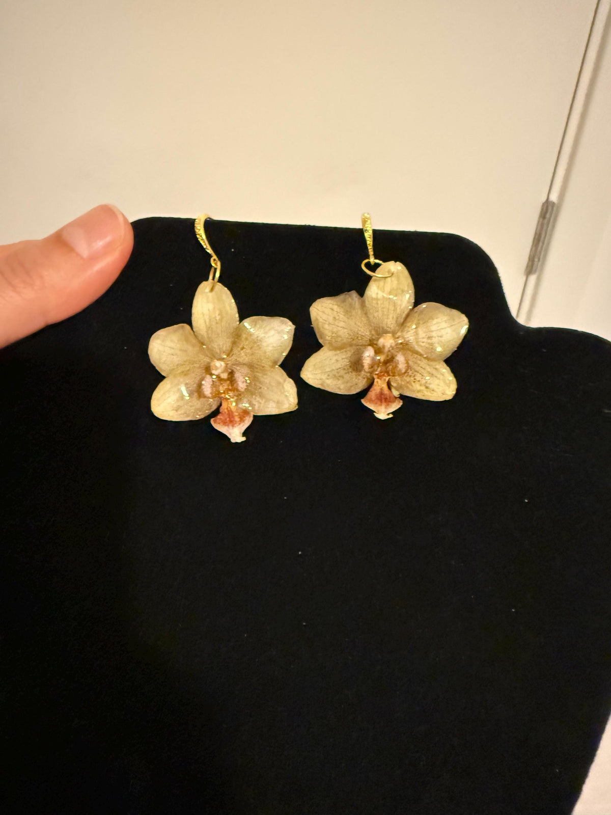Real Orchid Earrings, Handmade Jewellery, Gift for Her, Resin Jewellery