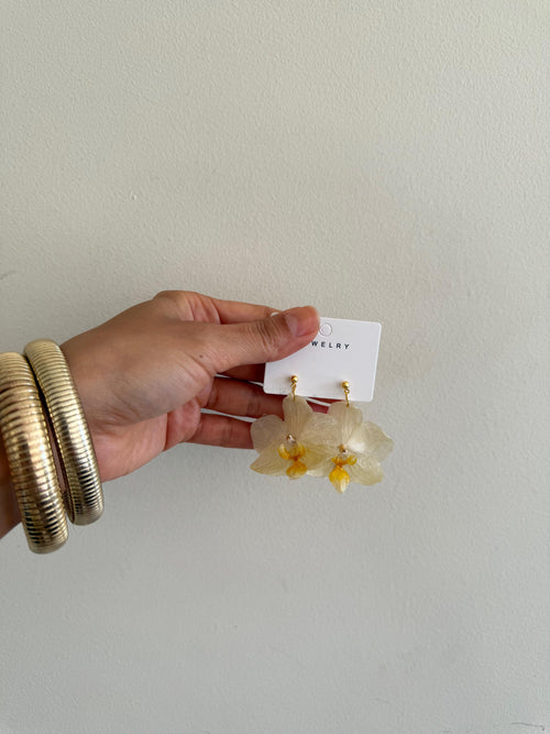 Handmade Resin Orchid Stud Earrings, Real Flower Jewellery, Gift for her