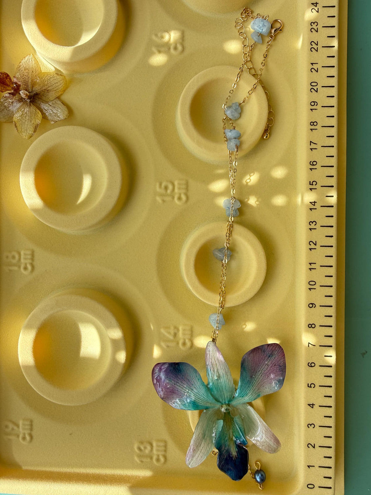 Real Orchid Resin Necklace, Preserved Floral Pendant, Botanical Jewellery