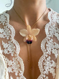 Real Orchid Statement Necklace – Preserved Orchid Flower Pendant | Nature-Inspired Botanical Jewellery