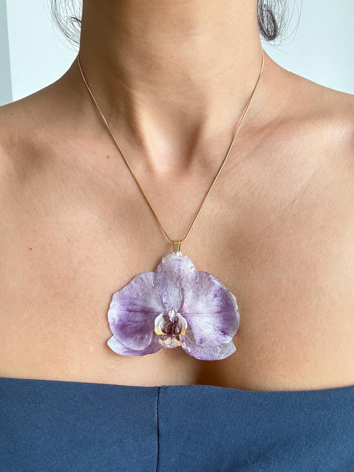 Real Orchid Resin Pendant, Real Flower Necklace