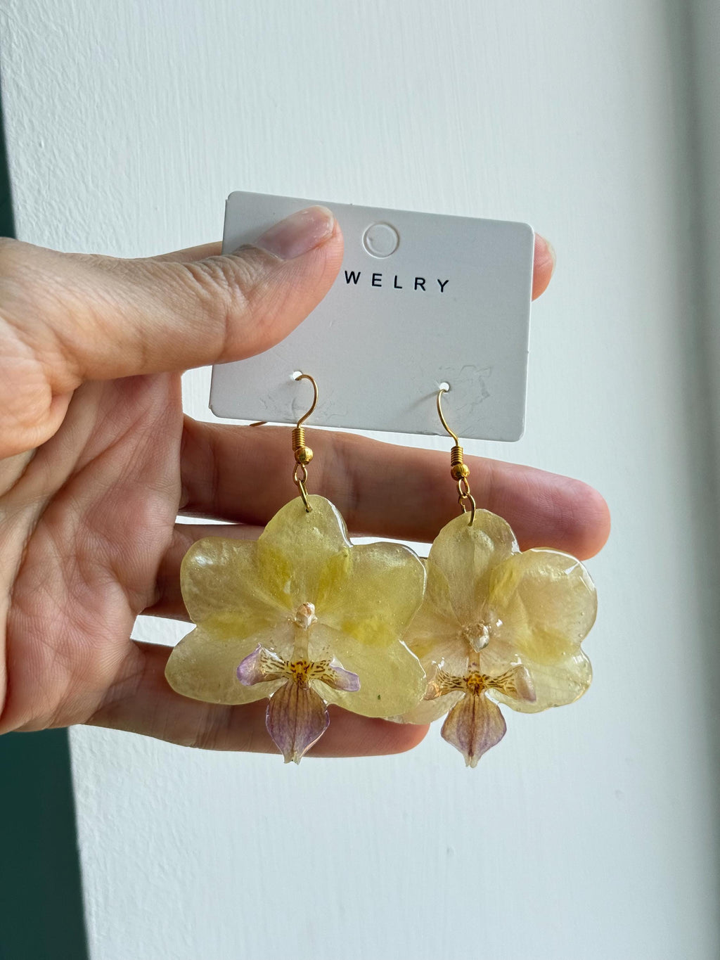 Real Orchid Earrings, Handmade Jewellery, Gift for Her, Resin Jewellery