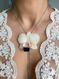 Real Orchid Pearl Necklace, Handmade Botanical Jewellery, Orchid Pendant