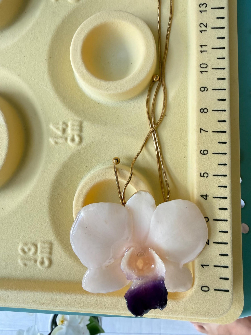 Real Orchid Statement Necklace – Preserved Orchid Flower Pendant | Nature-Inspired Botanical Jewellery