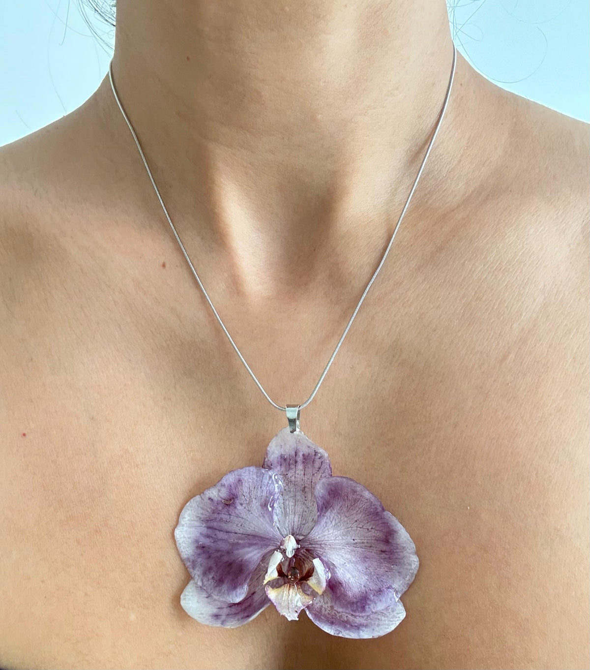 Real Orchid Resin Pendant, Real Flower Necklace