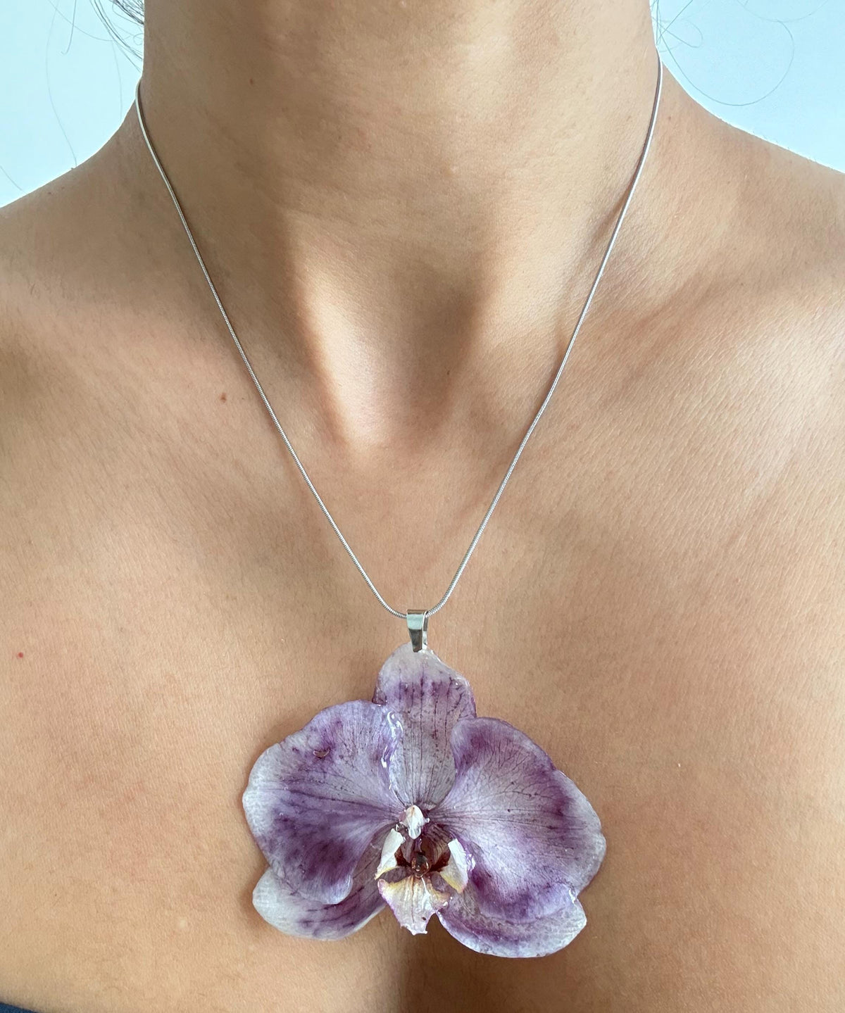Real Orchid Resin Pendant, Real Flower Necklace