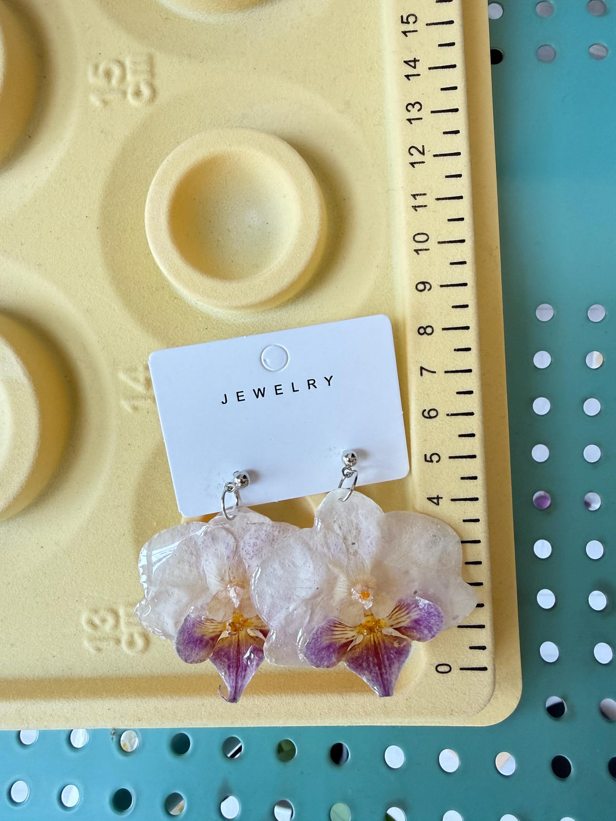 Handmade Resin Orchid Stud Earrings, Real Flower Jewellery, Gift for her