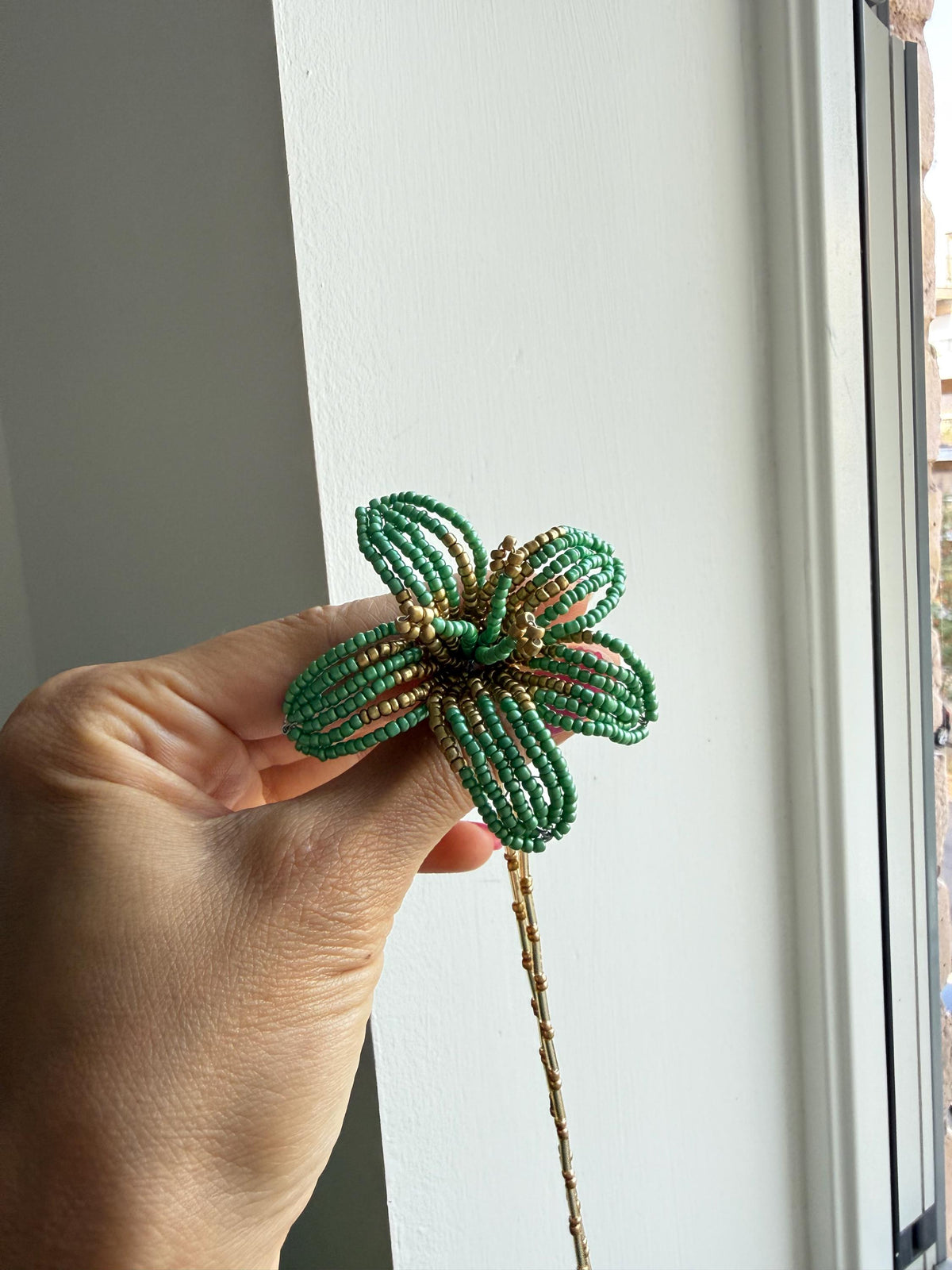 Handmade Beaded Lily Necklace | Delicate Floral Seed Bead Jewelry