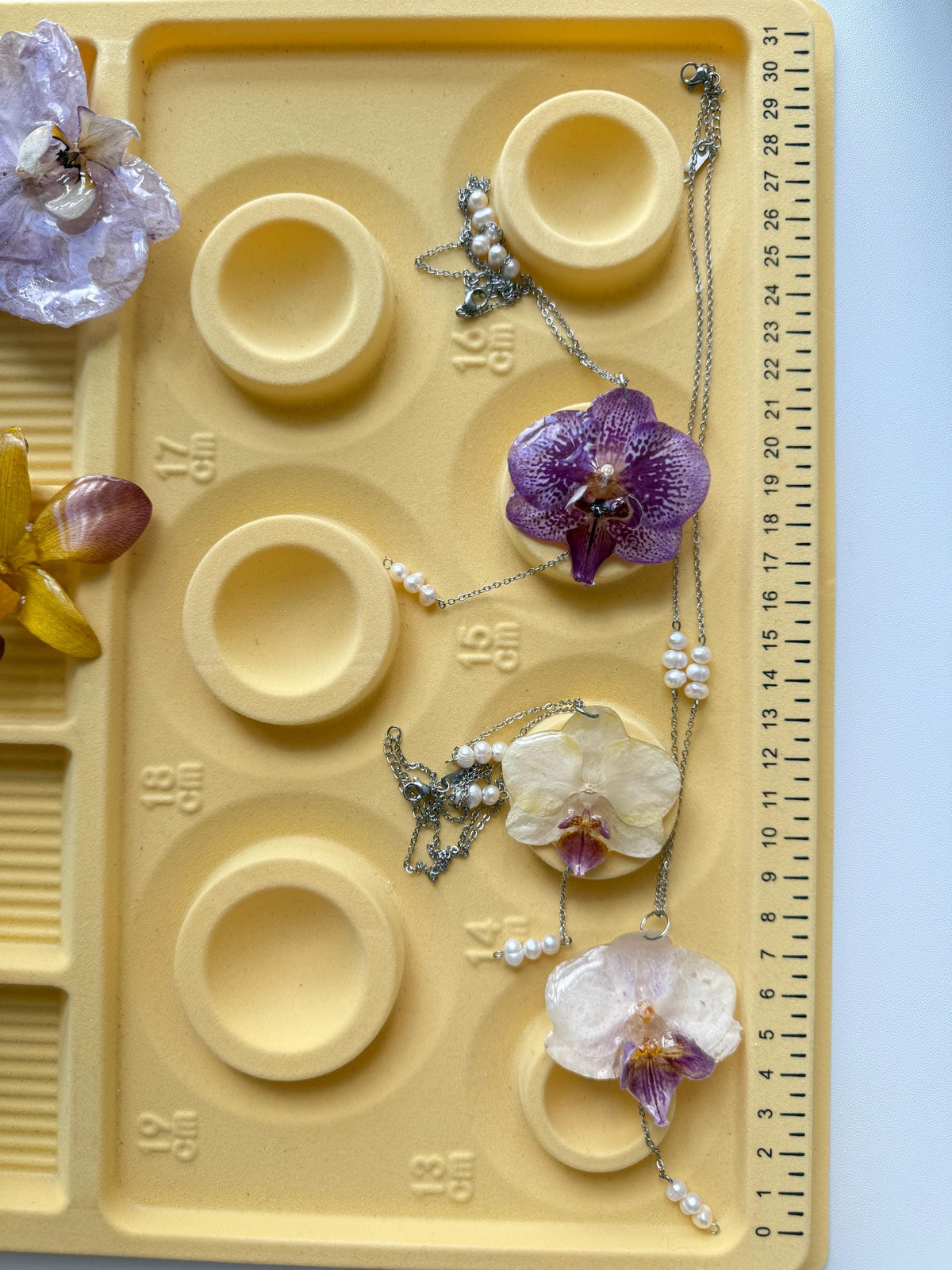 Handmade Orchid Necklace, fresh water pearl, Nature-Inspired Pearl Jewellery