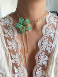 Handmade Beaded Lily Necklace | Delicate Floral Seed Bead Jewelry