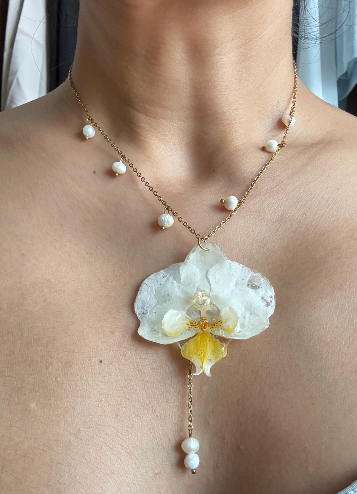 Handmade Real Orchid Necklace | Botanical Couture Jewellery
