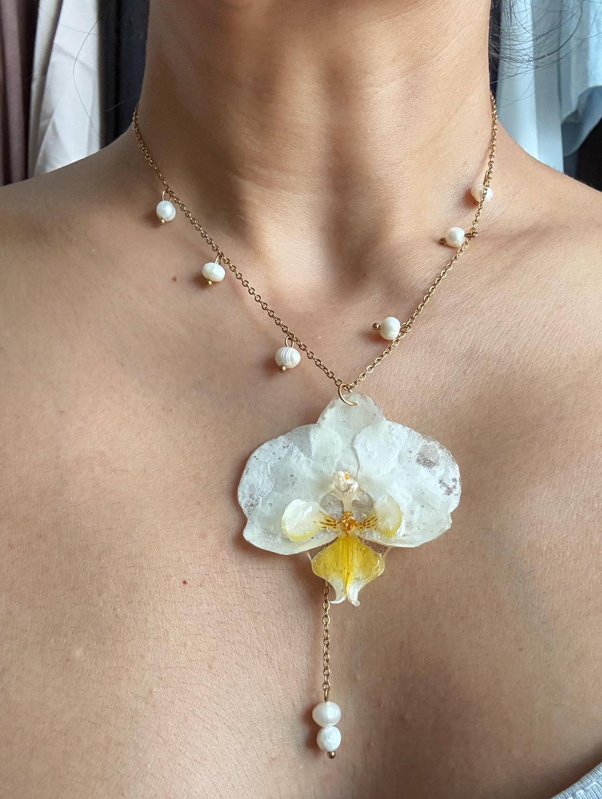 Handmade Real Orchid Necklace | Botanical Couture Jewellery