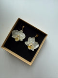 Handmade Resin Orchid Stud Earrings, Real Flower Jewellery, Gift for her