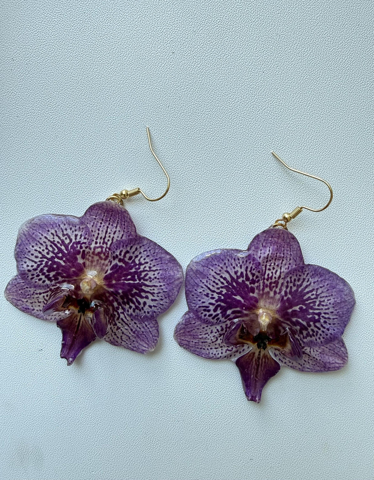 Real Orchid Earrings, Handmade Jewellery, Gift for Her, Resin Jewellery