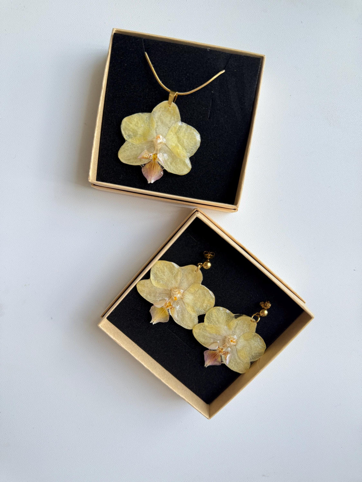 Real Orchid Necklace – Handmade Resin Botanical Jewellery, Stainless Steel Chain